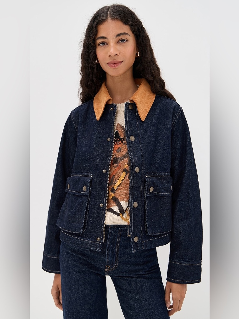 The Great. Denim swingy jacket midnight rinse Size 1 $475